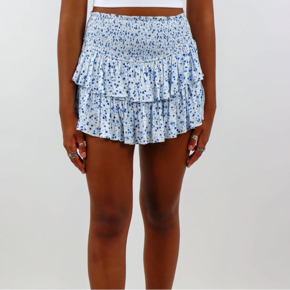 Blue and white flowy skort